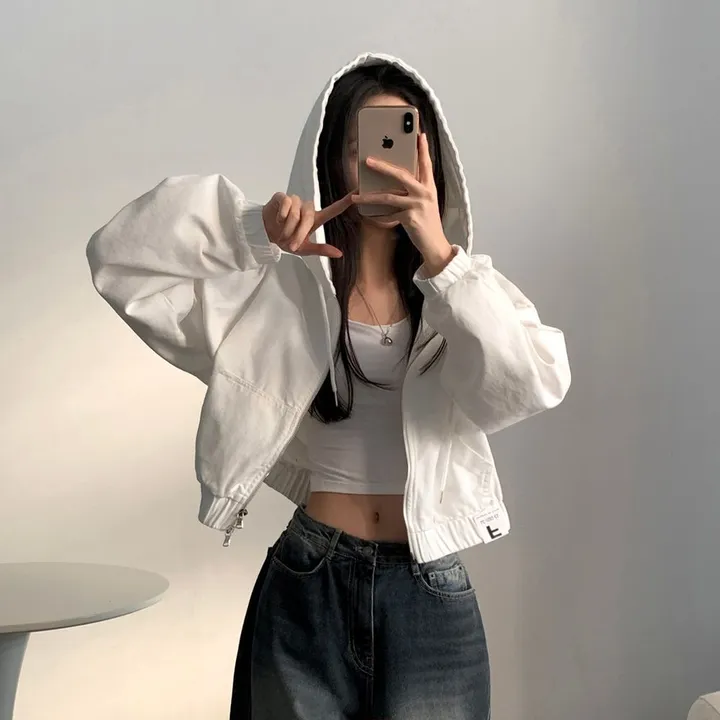 [얼굴소멸/핏잡혀있는] 루니 코튼 루즈핏 후드 집업 점퍼  크롭 후드 자켓 상세 이미지 7