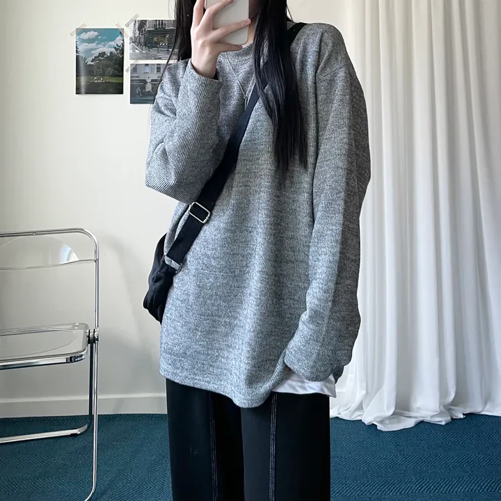 Ribbed round knit T 상세 이미지 2
