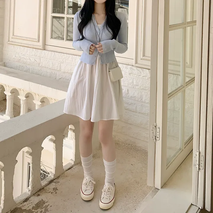 [고퀄!청순여리핏🤍] 러블리색감~ 파스텔 허리잘록 골지 슬림핏 봄여름 긴팔 크롭 니트가디건 소라 딸기우유 여름쿨톤 추천 벚꽃룩 상세 이미지 12