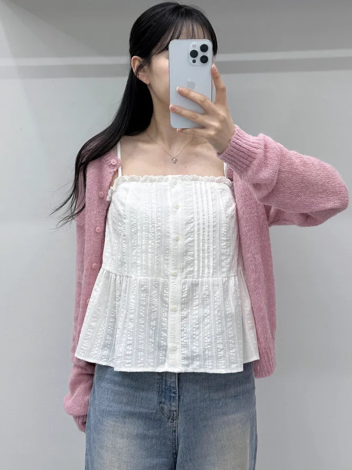 [여리핏/주문폭주] 뽀용 파스텔 라운드 알파카 니트 가디건/ 알파카가디건 여리가디건 봄가디건 간절기가디건 핑크가디건 청순여리 봄옷 레이어드 루즈핏가디건 얇은가디건 핑크가디건 상세 이미지 16