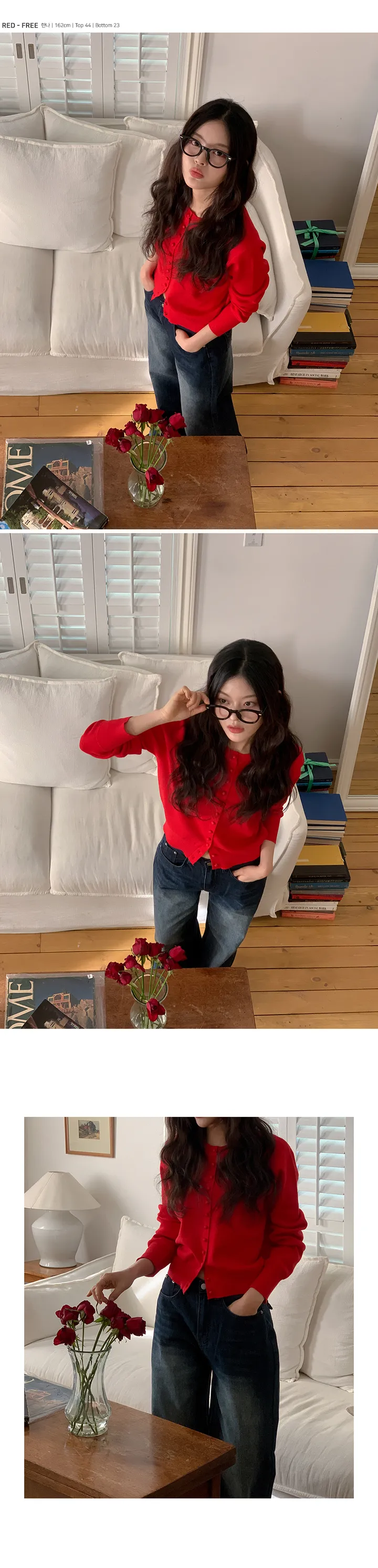미라 콩버튼 컬러풀 베이직 라운드 가디건 - 5color (KD2084) 상세 이미지 3