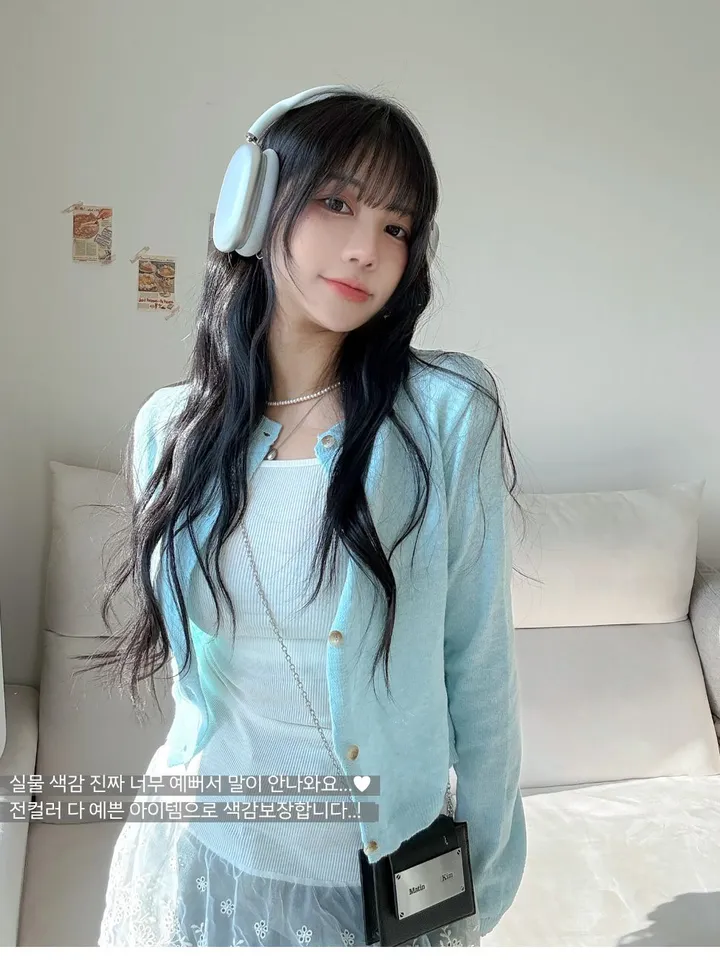 [너무 예뻐요../색감보장] 젤라또 레이어드 캐시미어 라운드 크롭 단추 니트 가디건 (9 col) 봄가디건 기본텝 상세 이미지 4