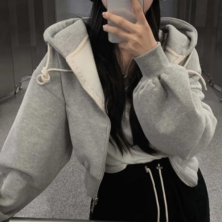 [완전인기✨/백염컬러 당일출고!] 자체제작 크치Made 꿈에 나온 핏, 투웨이 양기모 크롭 후드집업 ver 아우터 자켓 - zipup 상세 이미지 80