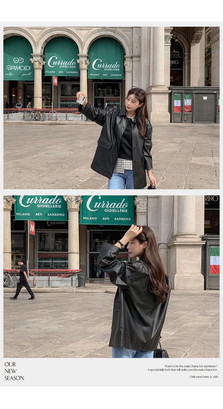 [자체제작/오늘출발/1만장돌파!]#봄🌷 바텐 오버핏 하프 레더 자켓 (데일리룩/개강룩/봄아우터/봄자켓/레더자켓/가죽자켓/루즈핏) 상세 이미지 119