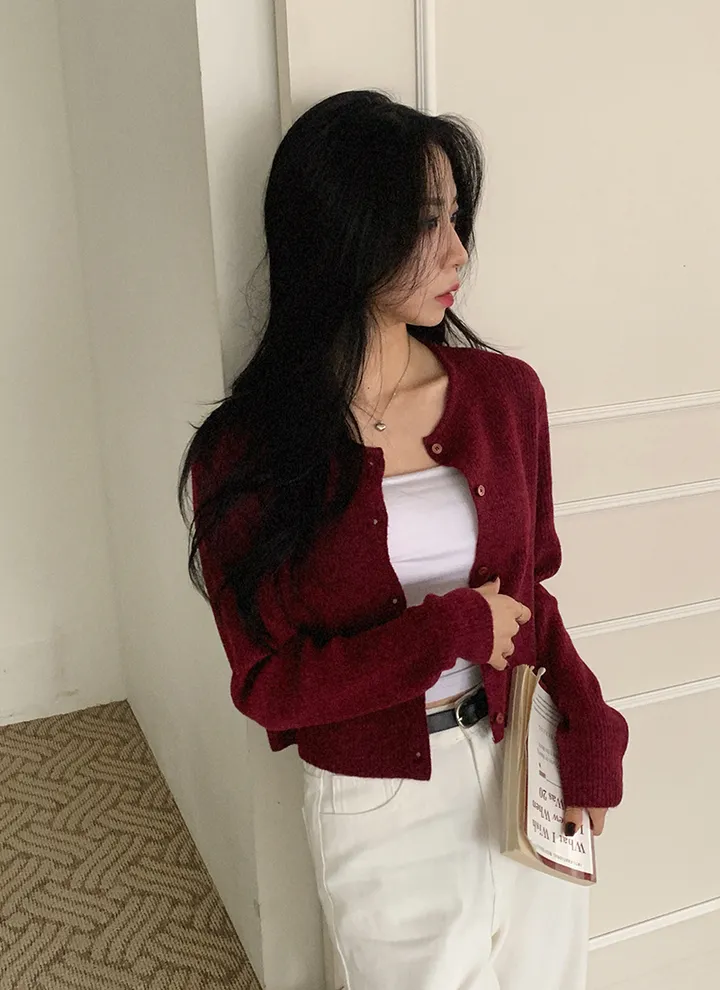 1+1할인🐰[루즈핏🤍] 베리 골지 라운드넥 가디건 상세 이미지 19