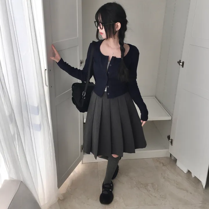 [러블리/레이스🖤/슬림핏] 라운드 스퀘어 레이스 골지 가디건 상세 이미지 14