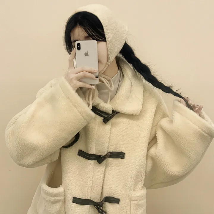 [귀여움/아방핏🧸] 도톰포근~ 양털 뽀글이 떡볶이 더플 자켓 테디베어 숏코트 상세 이미지 19