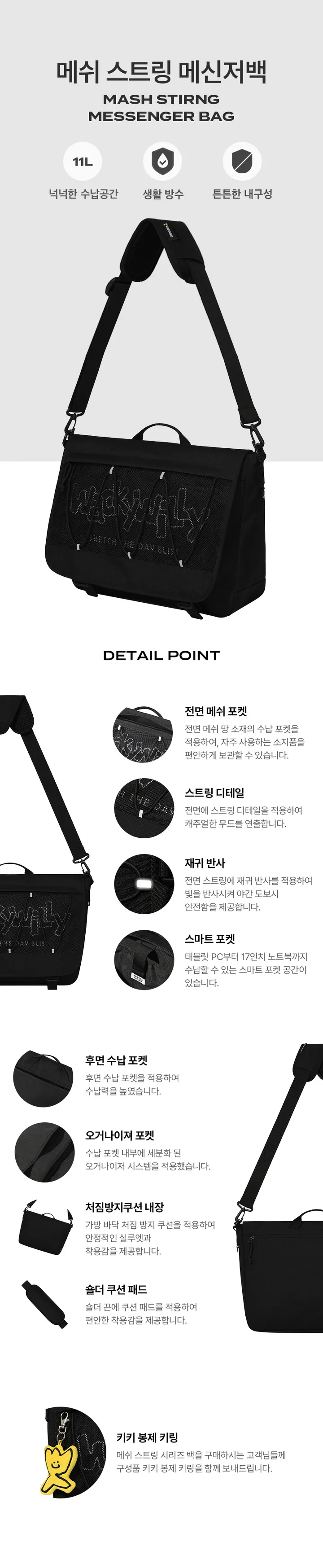 [25SS] 메쉬 스트링 메신저백 블랙 상세 이미지 3