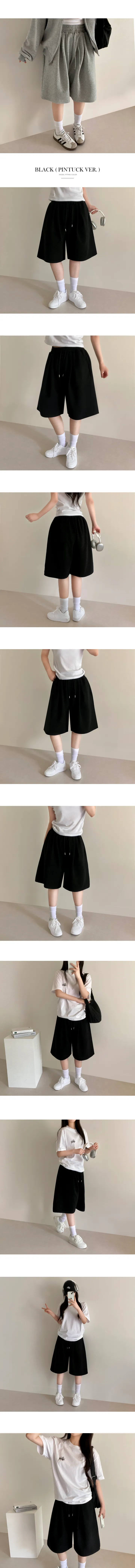 1+1할인✨[두가지버전/핏보장!/숏&롱] 버뮤다 핀턱 카고 와이드 트레이닝 밴딩 6부 7부 숏팬츠 반바지 남녀공용 2color 상세 이미지 11