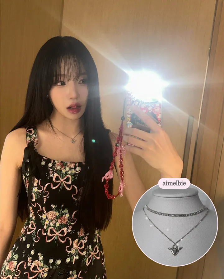 [츄, 조유리 착용] Angelic Heart Lock 엔젤 하트 자물쇠 큐빅 초커 레이어드 목걸이 - 실버 컬러 상세 이미지 13
