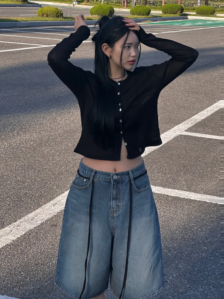 당일발송🔥핏보장 - 빈티지 캐주얼 데님 5부바지 - 버뮤다팬츠 상세 이미지 25