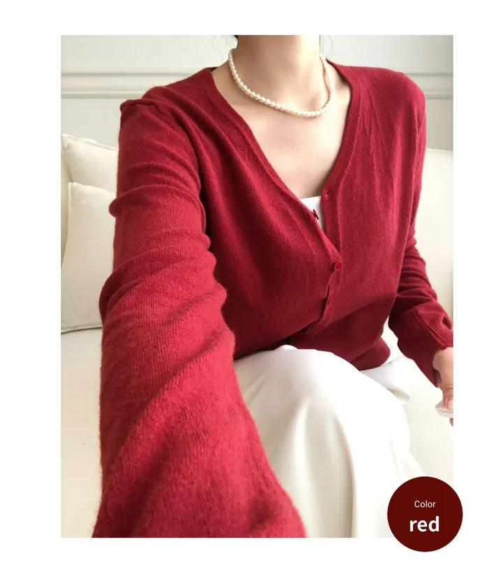 [리뷰극찬❤️/부드러움🔥👍/기본핏]  러프 브이넥 극세사 가디건 상세 이미지 17