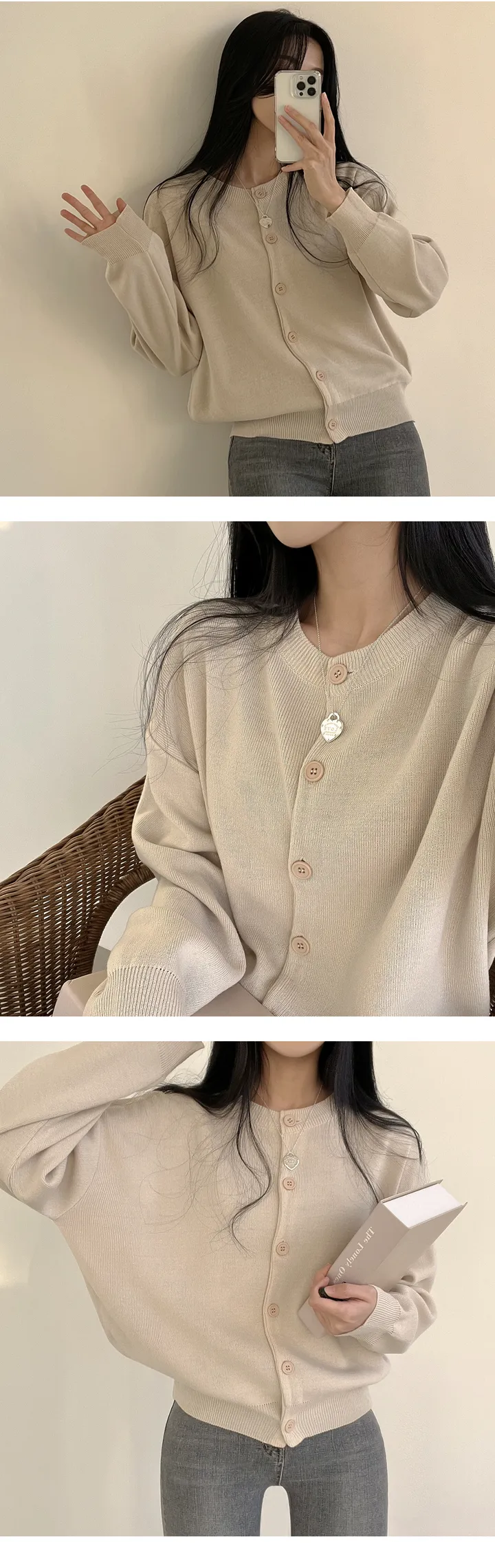 [무려14컬러~/색감맛집!] 요일별로 골라입는, 루즈핏 라운드 니트가디건 (14color) 상세 이미지 2