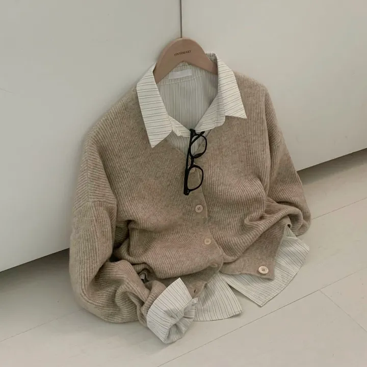 [인생가디건🤍]극여리 루즈핏 울 브이넥 니트 가디건 - 8color 상세 이미지 25
