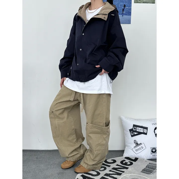 [UNISEX]라코 컬러 배색 포인트 빈티지 후드 야상 점퍼 자켓(3color) 상세 이미지 34