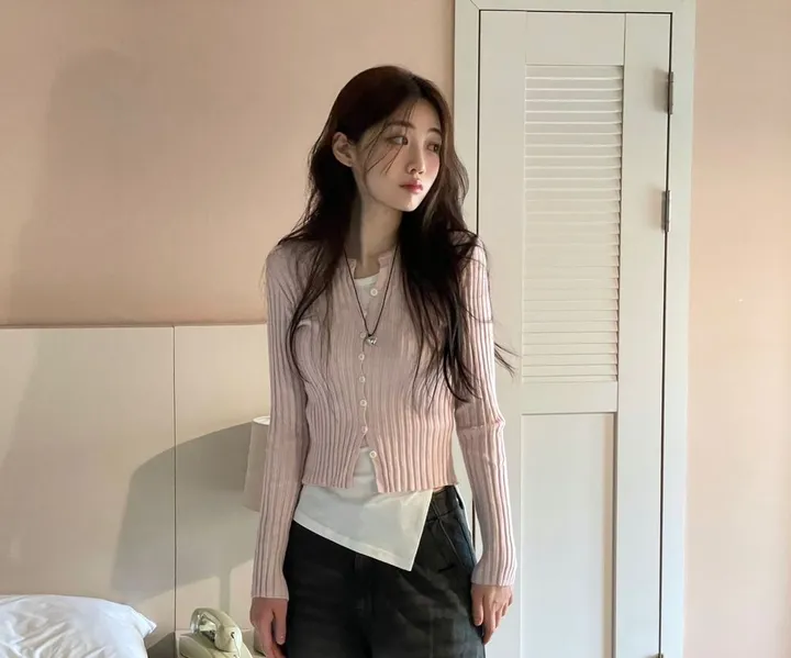 (부드러워요!) 5color 로제 소프트 골지 텐션 슬림핏 버튼 롱슬리브 니트 가디건 상세 이미지 20