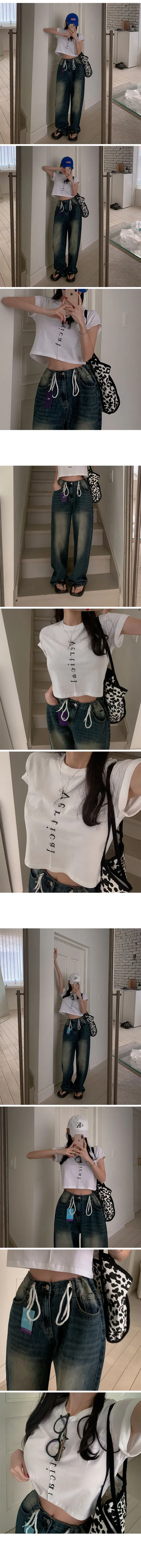 (숏/기본/롱)[허리조절!/하체완벽커버] 스트링 브러쉬 워싱 데님 와이드 롱팬츠 와이드청바지 와이드데님 스트링데님 사계절 힙한 상세 이미지 14