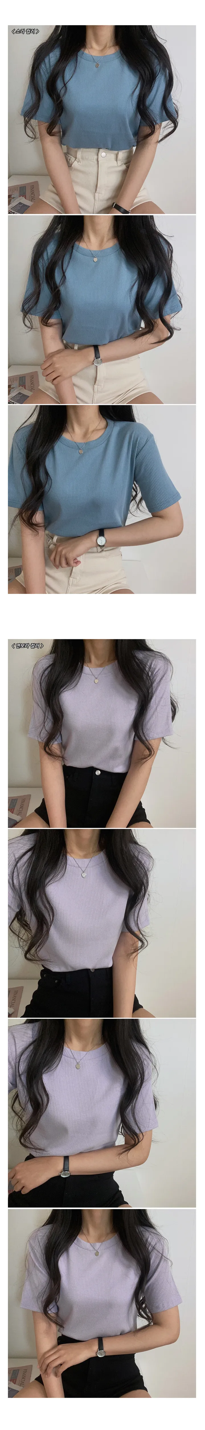 (1+1=2장) 탄탄하고 부드러운 골지 반팔 티셔츠 상세 이미지 4