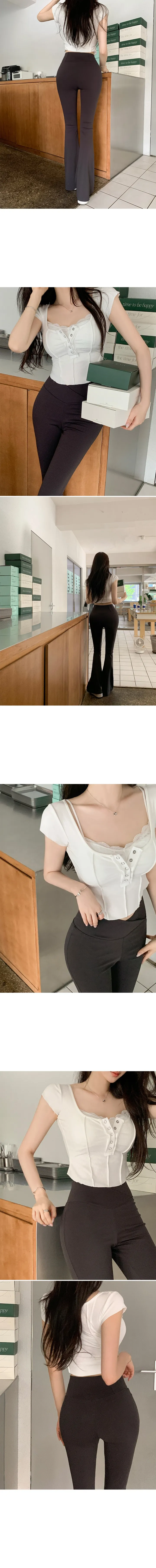 꾸안꾸 언발 랩 오비 슬림 레깅스 부츠컷 팬츠 상세 이미지 7