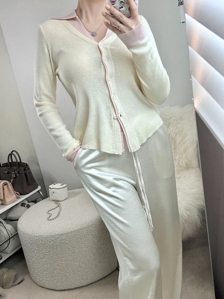 (강추)브리에 카라 배색 니트 가디건 -3color / 맨투맨 후드 집업 청바지 데님 원피스 3부팬츠 반바지 상세 이미지 5