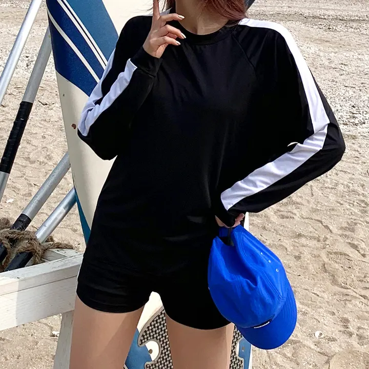 박시 배색 래쉬가드 비치웨어 ❤️리뷰1등 오버핏 체형보정 커버업 수영복 여름 물놀이 바캉스 워터밤 비키니 레쉬가드 바캉스룩 여름옷 오버핏래쉬가드 상세 이미지 10