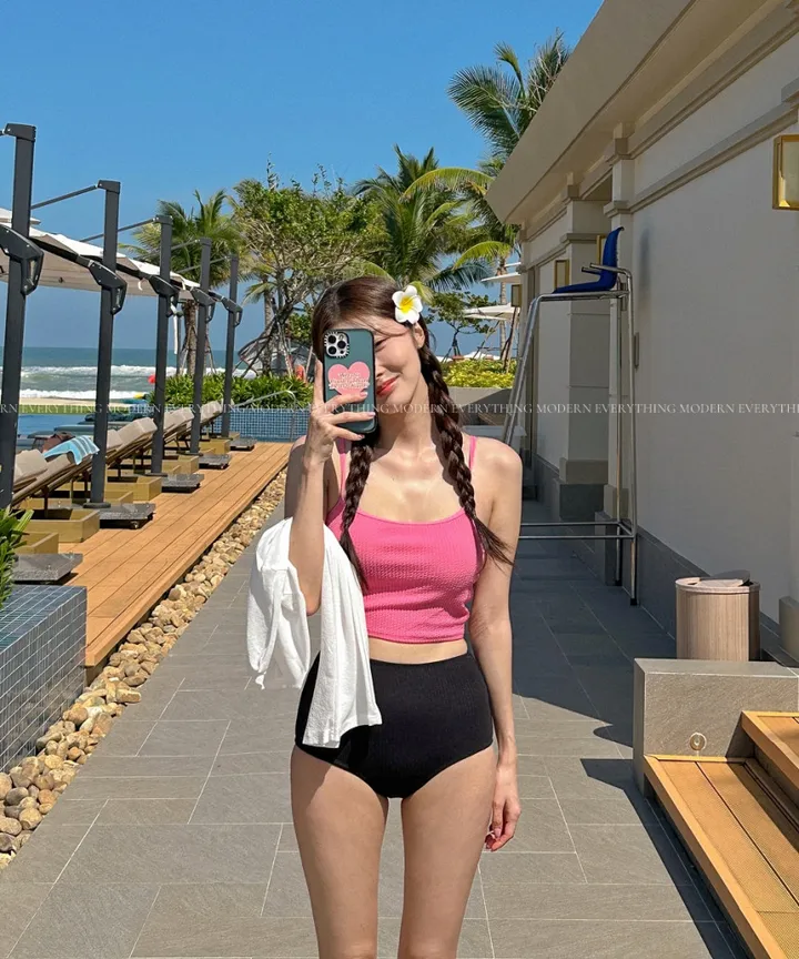 💘진짜예쁨💘/M-XL 하이웨스트 투피스 커버업 비키니 모노키니 휴양지 호캉스 호텔 유교걸 빅사이즈 수영복 상세 이미지 36