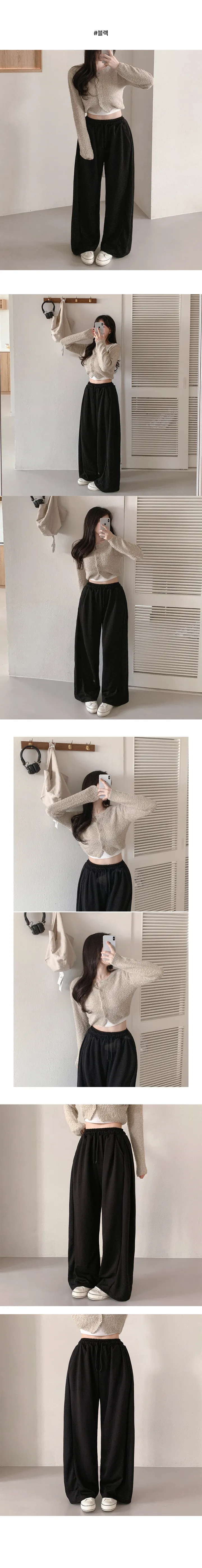 [골반볼륨up!] 폴딩 넉넉핏 완전와이드 옆절개트임 핀턱 롱트레이닝 팬츠 - 가을옷/가을바지/폴딩팬츠/간절기옷/빅사이즈바지/키작녀 상세 이미지 7