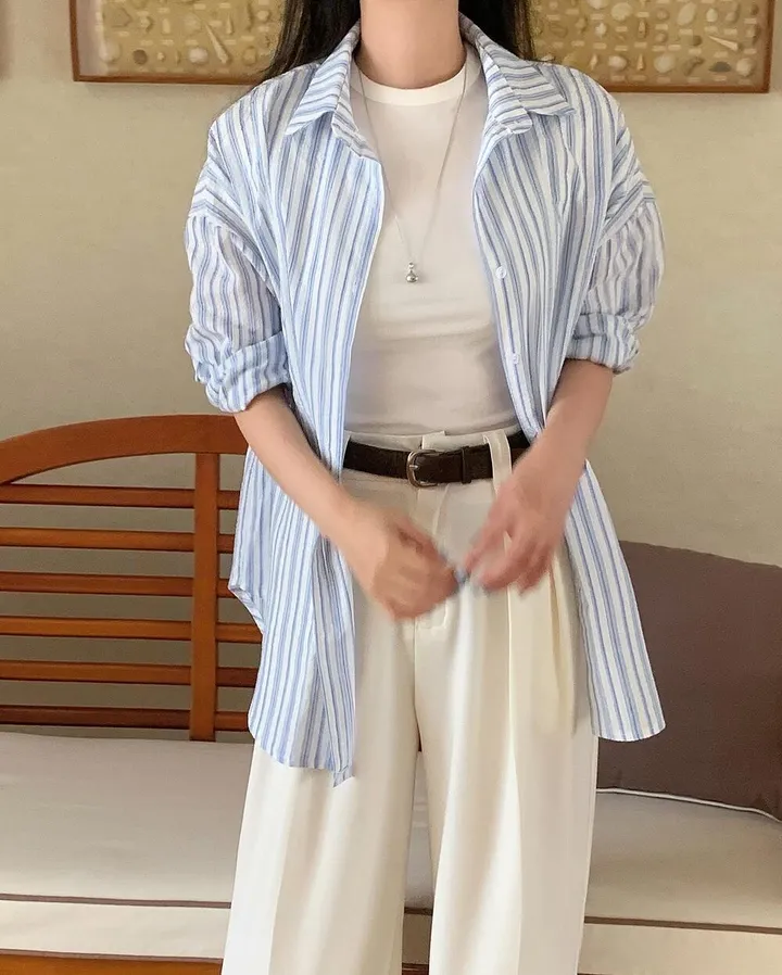 사계절필수!! (벨트set) 어반 하이웨스트 핀턱 롱 와이드 슬랙스 (5color) 상세 이미지 24