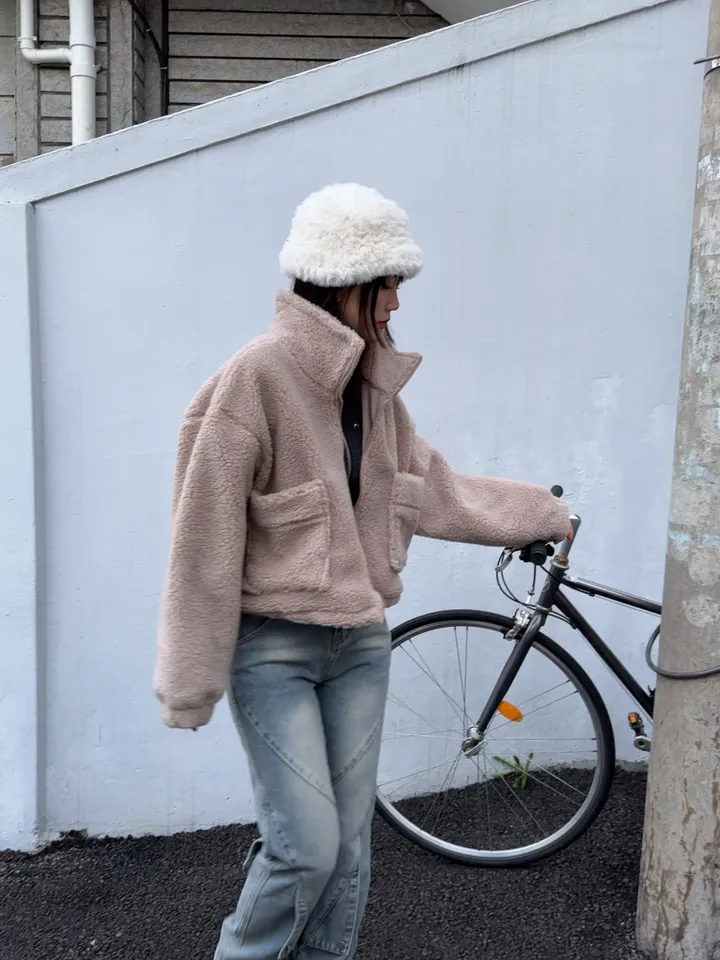 [iam테디베어]뽀글이 플리스 덤블자켓 후리스 양털점퍼 뽀글이자켓 4colors 오버핏 겨울아우터 힙 양털 집업 안감내장 자켓 상세 이미지 32