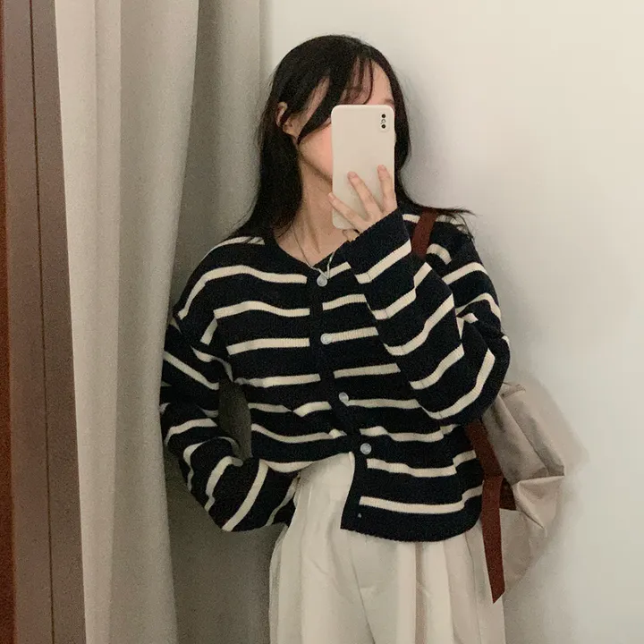 [데일리/꾸안꾸*.*] 파이 스트라이프 단가라 자켓 가디건 상세 이미지 36