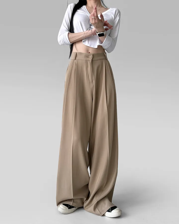 [4계절템/숏,롱/~2XL] 올리브유 메가 통 와이드 더블 핀턱 사계절 슬랙스 상세 이미지 52