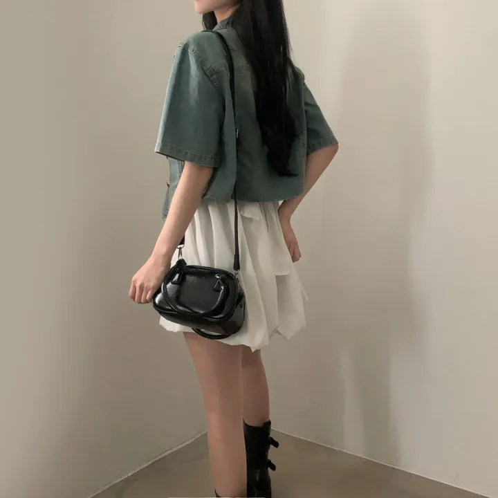 [데일리/청순무드(＊’͜’ )] 봄웨더 반팔 데님 크롭 청자켓 - 3color 상세 이미지 13
