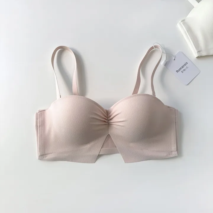 볼륨업 하프컵 반컵브라 심리스 뽕브라 노와이어 편한 오프숄더 튜브탑 A컵 AA컵 여름 끈없는 브라탑 팬티 속옷 세트 상세 이미지 37