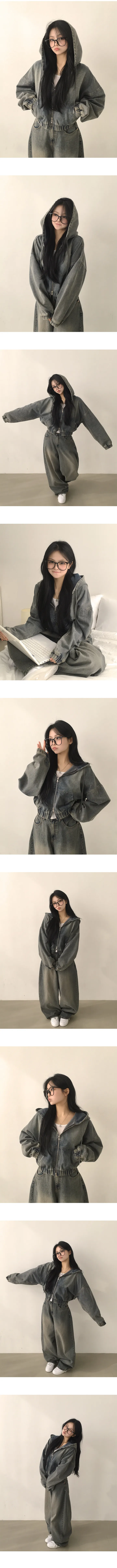 [꾸안꾸/귀여움보장] 러블리 아방핏, 투웨이 루즈핏 후드 포켓 크롭 데님자켓 점퍼 (3color) 상세 이미지 4