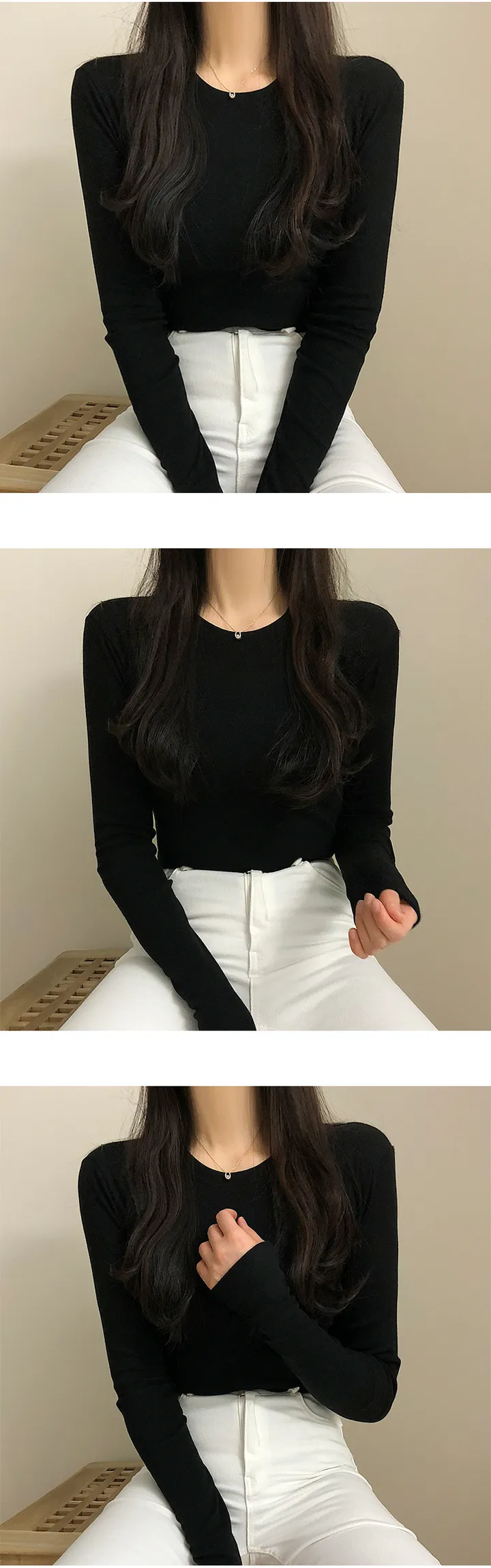 당일출고 [무조건2장드려요!!] 쫀쫀 라운드넥 긴팔 티셔츠 10color 상세 이미지 13