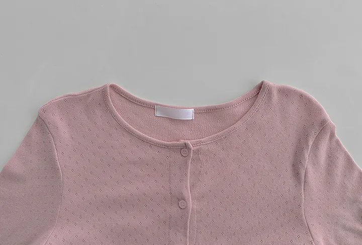 [머플러set/파스텔색감] 아투 라운드넥 펀칭 아일렛 프릴 여리핏 긴팔 가디건 3colors 상세 이미지 34
