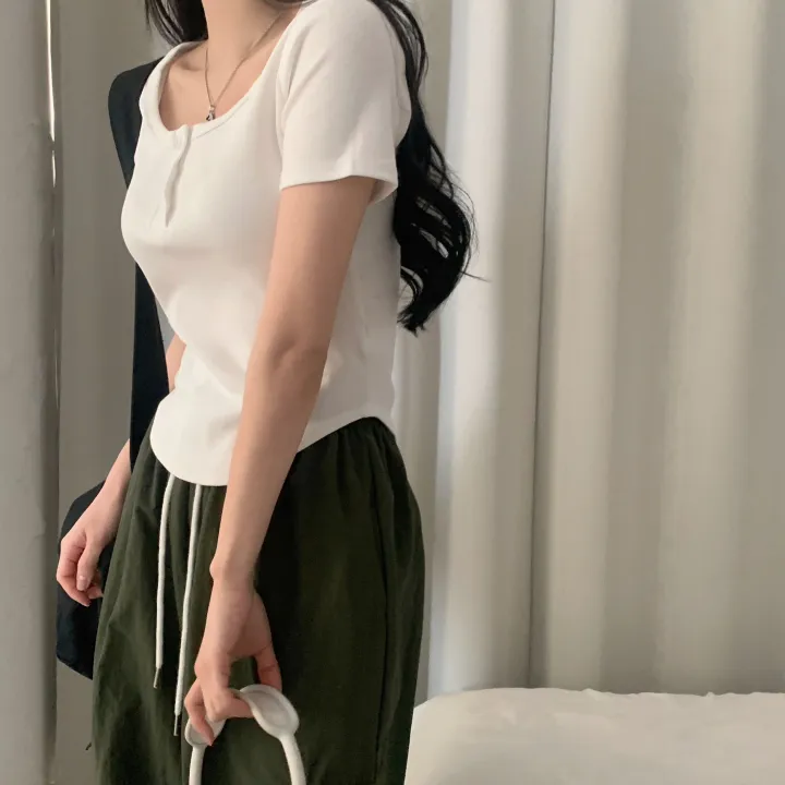 [MADE🤍/팔뚝반쪽핏!] 파스텔톤, 단추 유넥 기본 반팔티셔츠 - 5color 상세 이미지 10