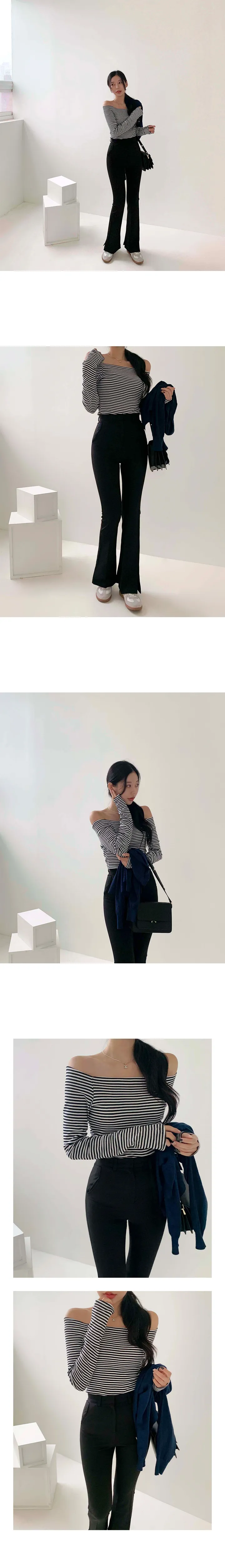 에스파🖤카리나🖤착용/ 캐비넷 단가라 오프티셔츠 상세 이미지 6