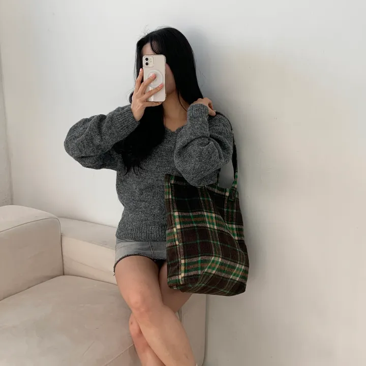 🌼2color🌼 윈터 체크 에코백🚚당일출고🚚 (그린, 네이비) 크리스마스, 연말파티, 겨울신상⛄︎ 상세 이미지 26