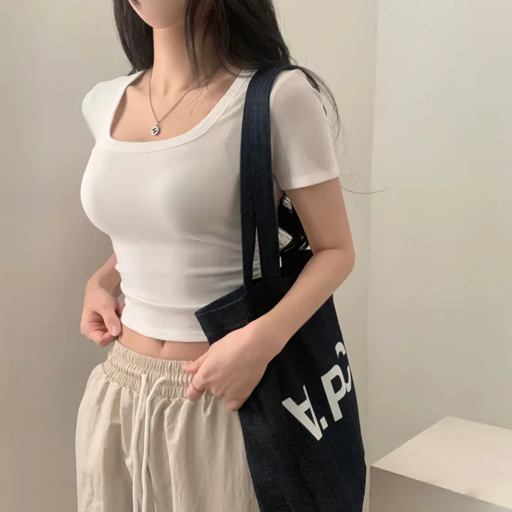 [파스텔🤍/MADE] 보장된핏, 옆셔링 스퀘어넥 반팔 크롭티셔츠 - 8color 상세 이미지 11