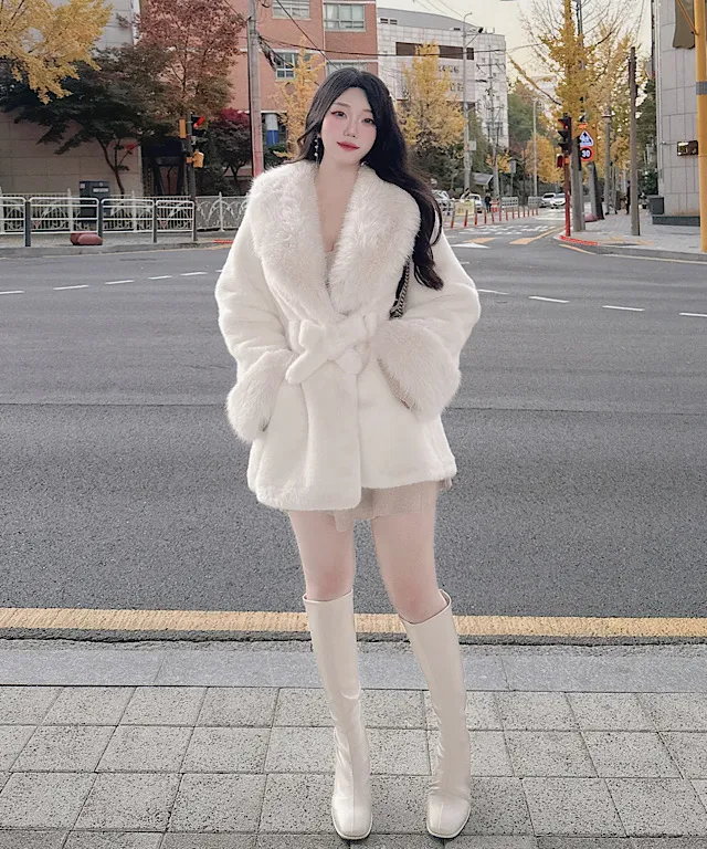 [BEST/최저가] *진짜예뻐요* 밍크 카라 퍼 하프코트 벨트 세트 4color/ 고퀄 실물보장 완전강추 클로징가능 상세 이미지 7