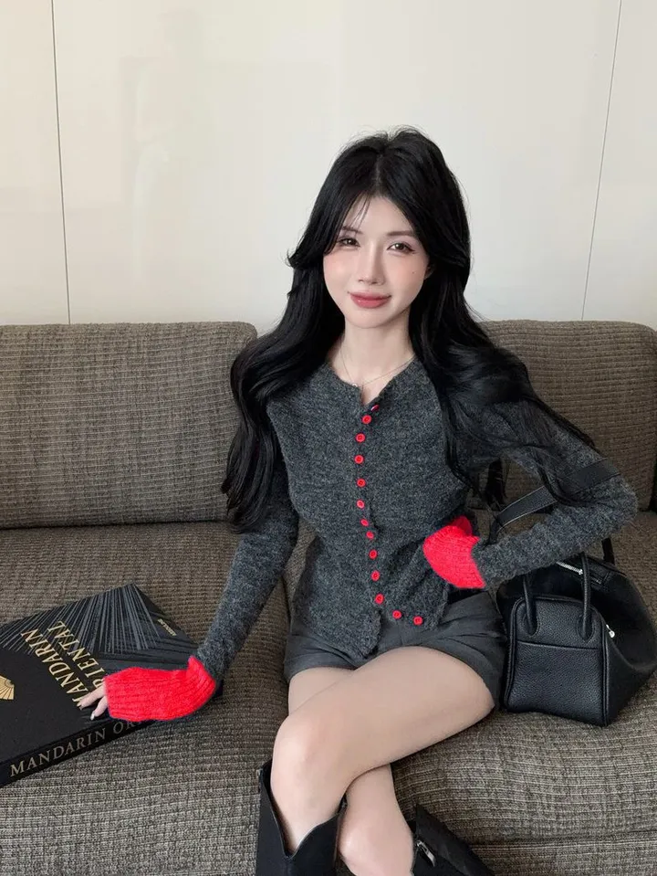 ❣️스타일업❣️ 투톤 가디건 배색 기본 이너 간절기 아우터 봄 가을 가디건 상세 이미지 13