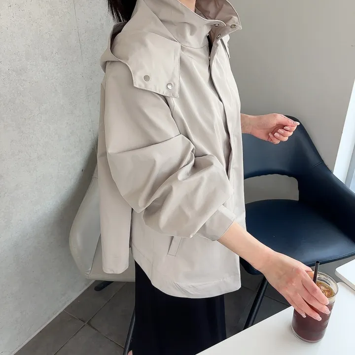 간절기 루즈핏 A라인 후드 바람막이 점퍼 상세 이미지 5