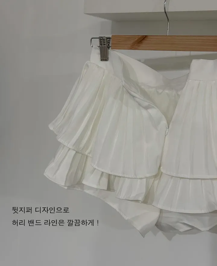 [S~L/코디SET]금장 버튼 골지 니트 슬림핏 쫀쫀 스판 브이넥 긴팔 가디건 캉캉 주름 치마 플레어 플리츠 치마바지 속바지내장 a라인 미니 스커트 투피스 세트 페미닌 데이트룩 상세 이미지 9