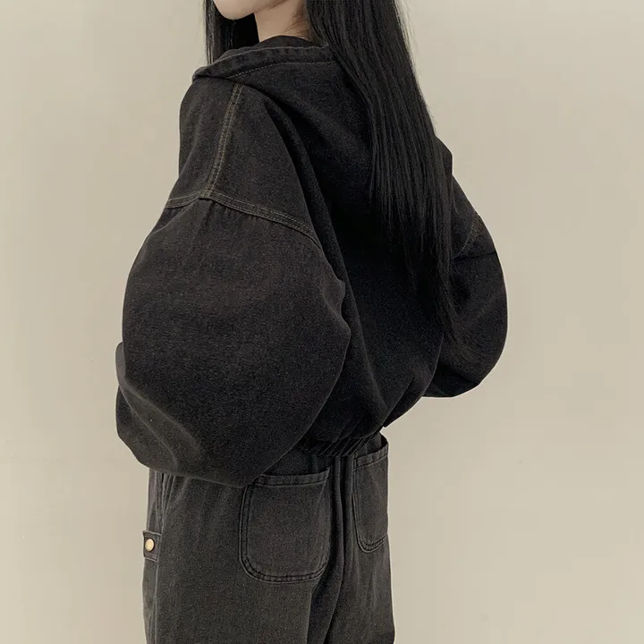 [왕박시/아방핏✨] 데님 빅후드 투웨이 청자켓 후드집업 숏점퍼 연청 흑청 개강룩 캠퍼스룩 빅사이즈 상세 이미지 18