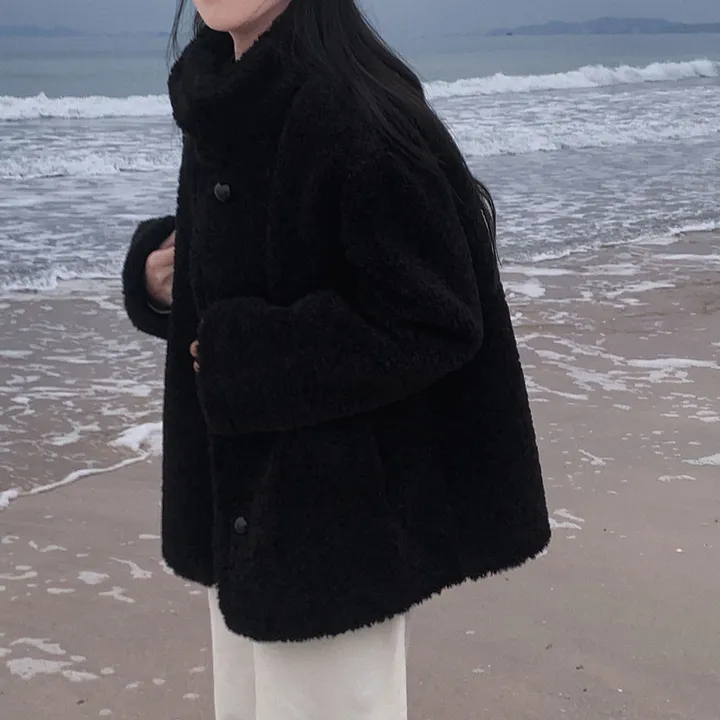 [왕아방핏🤎/주문폭주✨]후회없는 선택,푸들 양털 오버핏 하프 스웨이드 퍼자켓,코트 상세 이미지 53