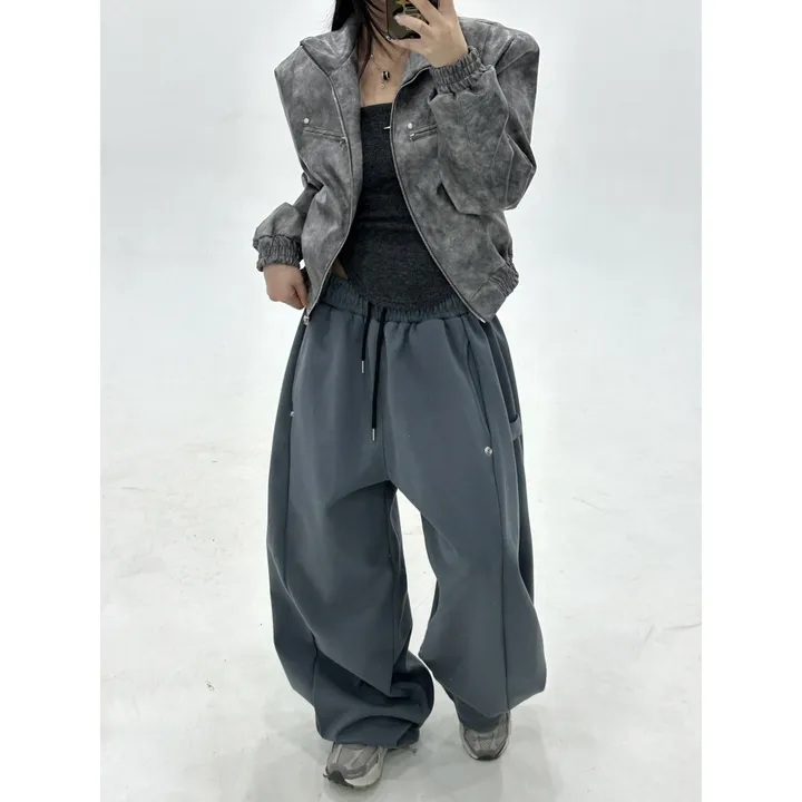 기모선택❤️[UNISEX/소장추천!/6color!]데이유 비죠 스냅 버튼 포인트 루즈 와이드 벌룬 트레이닝 팬츠(3-5일 여유주문) 상세 이미지 6