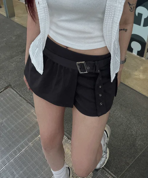 아일렛 랩 마이크로 스커트 팬츠 (2color)