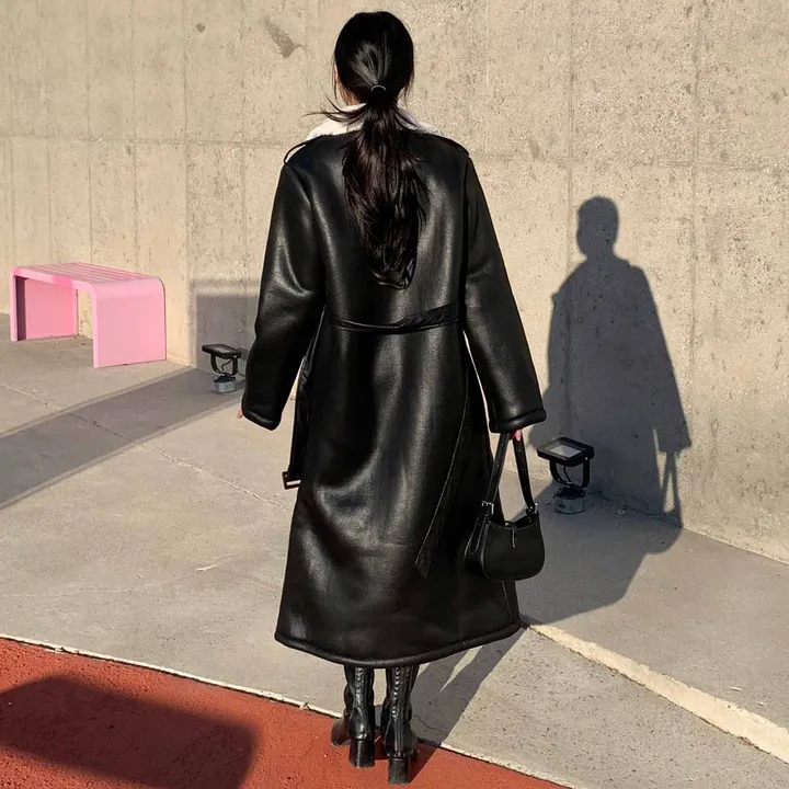 [고퀄🔥] 그라 가죽 롱코트 / 가죽코트 레더코트 벨트코트 양털코트 무스탕 코트 핸드메이드코트 하프코트 더블코트 떡볶이코트 양털자켓 뽀글이 후리스 롱패딩 밍크코트 라이더자켓 봄 상세 이미지 25