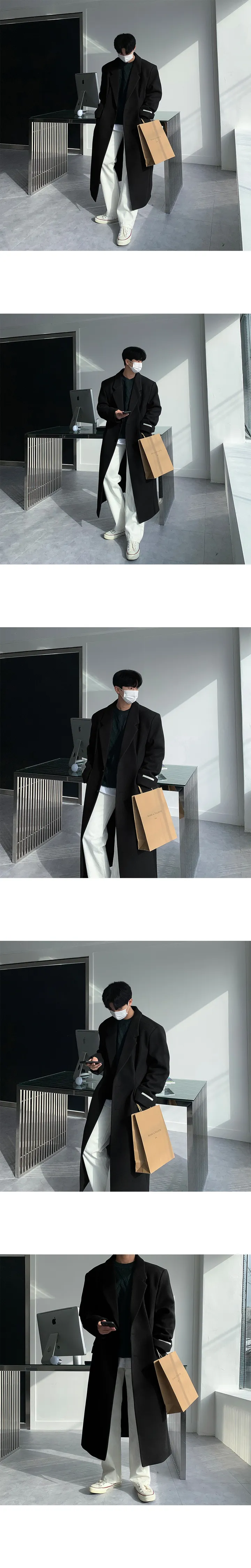 유얼 콘트 울 오버핏 롱코트 (4color) 상세 이미지 11